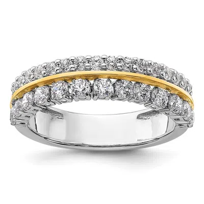 Diamond2deal 14k Two-tone Lab Grown Diamond Wedding Band Ring 1ct Clarity- Vs Color- G-h In Yellow