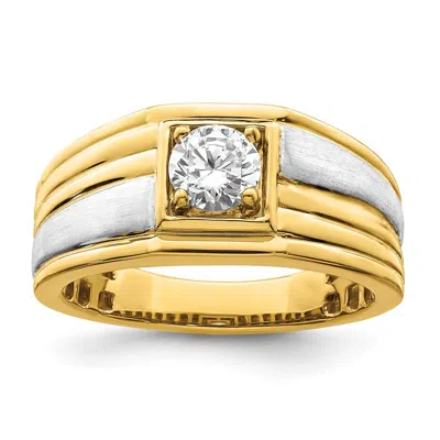 Diamond2deal 14k Two-tone Lab Grown Diamond Wedding Band Ring 3/4ct Clarity- Vs Color- G-h In Yellow