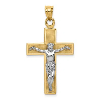 Diamond2deal 14k Two-tone Gold Crucifix Pendant
