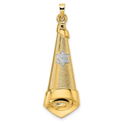Diamond2deal 14k Two-tone Gold Polished Hollow Scroll Pendant