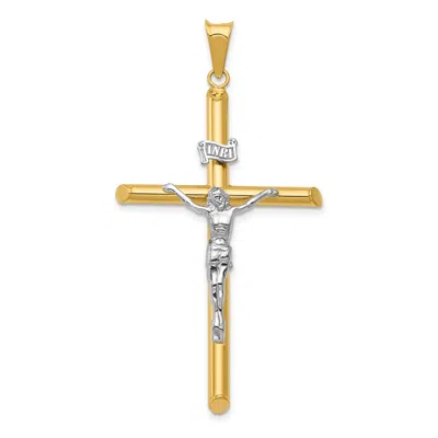 Diamond2deal 14k Two-tone Gold Polished Jesus Crucifix Pendant