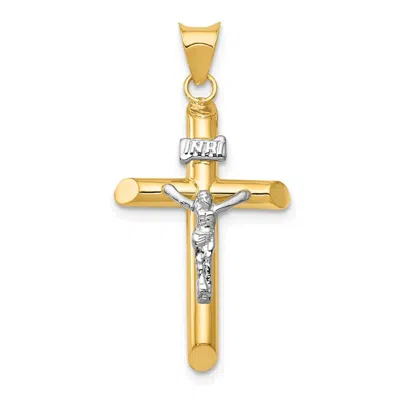 Diamond2deal 14k Two-tone Gold Polished Jesus Crucifix Pendant
