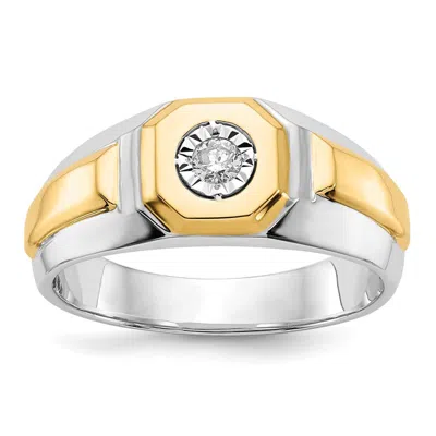 Diamond2deal 14k Two-tone Lab Grown Diamond Wedding Band Ring 1/10ct Clarity- Vs Color- G-h In Multi