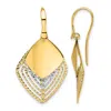 Diamond2deal 14k White God Polished Brushed Drop Dangle Earrings In Gold