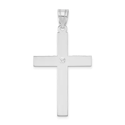 Diamond2deal 14k White Gold .02 Carat Diamond Cross Pendant In Neutral