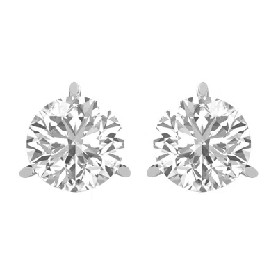 Diamond2deal 14k White Gold 0.25 Ct Round Lab Grown Diamond Solitaire Stud Earrings Color- E-f In Metallic