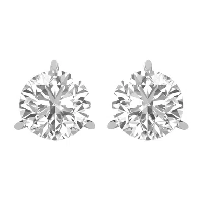Diamond2deal 14k White Gold 0.40 Ct Round Lab Grown Diamond Solitaire Stud Earrings Color- E-f