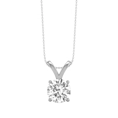 Diamond2deal 14k White Gold 0.50 Ct Lab Grown Diamond Solitaire Pendant Necklace In Metallic