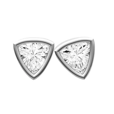 Diamond2deal 14k White Gold 0.50 Ct Lab Grown Trillion Shape Diamond Solitaire Stud Earrings Color-  In Purple