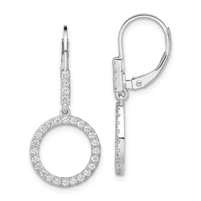Diamond2deal 14k White Gold 0.55 Ct Lab Grown Diamond Circle Dangle Leverback Dangle Earrings Vs Clarity, G-h Col In Multi