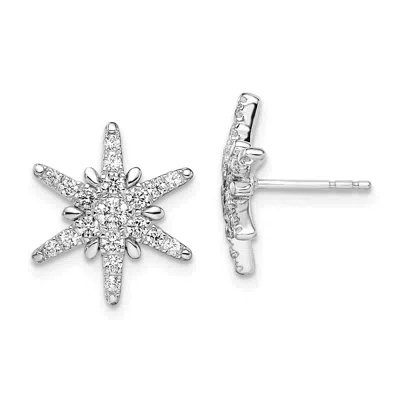 Diamond2deal 14k White Gold 0.60 Ct Lab Grown Diamond Star Stud Earrings Vs Clarity, G-h Color In Yellow