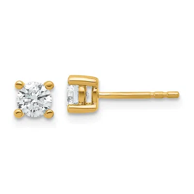 Diamond2deal 14k White Gold 0.66 Ct Round Lab Grown Diamond Stud Earrings Vs Clarity, D-e Color In Yellow