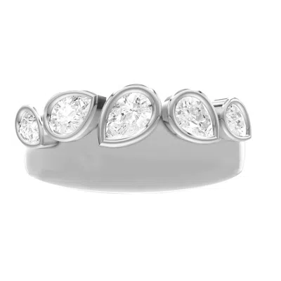 Diamond2deal 14k White Gold 0.7 Ct Pear Lab Grown Diamond 5-stone Ring Size 7