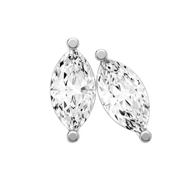 Diamond2deal 14k White Gold 0.75 Ct Lab Grown Marquise Shape Diamond Solitaire Stud Earrings Color-  In Silver