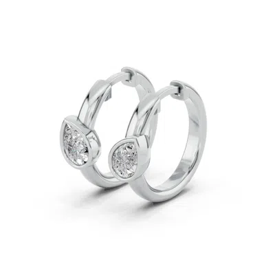 Diamond2deal 14k White Gold 0.75 Ct Pear Lab Grown Diamond Hoop Earrings In Silver