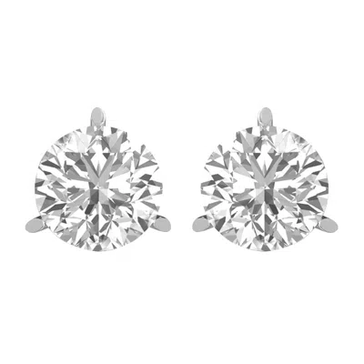 Diamond2deal 14k White Gold 0.75 Ct Round Lab Grown Diamond Solitaire Stud Earrings Color- E-f In Pattern