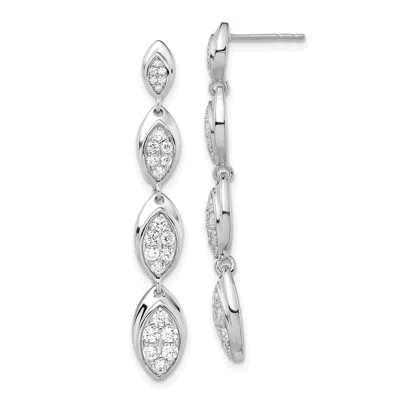 Diamond2deal 14k White Gold 0.85 Ct Lab Grown Diamond Pave Drop Dangle Earrings Vs Clarity, G-h Color In Yellow