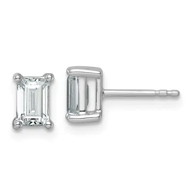 Diamond2deal 14k White Gold 1 1/2 Ct Emerald Lab Grown Diamond Stud Earrings Vs Clarity, G-h Color