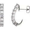 Diamond2deal 14k White Gold 1 1/4ct Lab-grown Diamond J-hoop Earrings Clarity Si, Color G-h In White