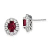 Diamond2deal 14k White Gold 1 1/5 Ct Lab Grown Diamond And Oval Created Ruby Halo Stud Earrings