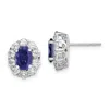 Diamond2deal 14k White Gold 1 1/5 Ct Lab Grown Diamond And Oval Created Sapphire Halo Stud Earrings