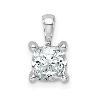 Diamond2deal 14k White Gold 1 Ct Certified Princess Cut Lab Grown Diamond Pendant In Metallic