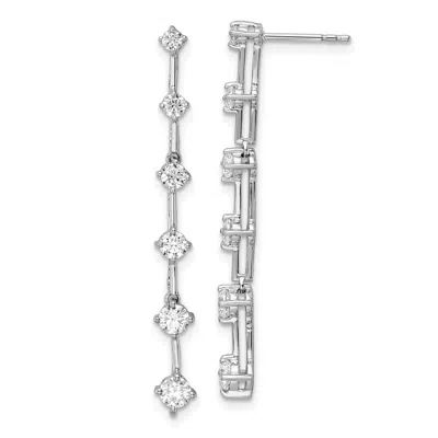 Diamond2deal 14k White Gold 1 Ct Lab Grown Diamond 6 Stone Dangle Earrings Vs Clarity, G-h Color In Gray
