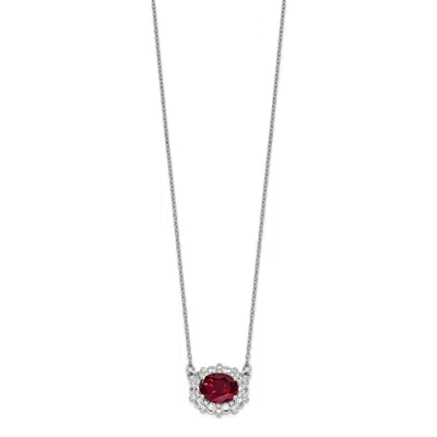 Diamond2deal 14k White Gold 1 Ct Lab Grown Diamond And Created Ruby Pendant Necklace In Metallic