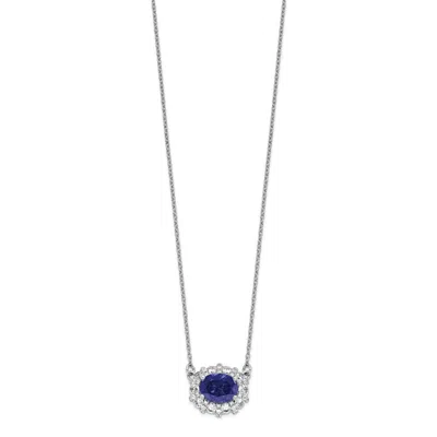 Diamond2deal 14k White Gold 1 Ct Lab Grown Diamond And Created Sapphire Pendant Necklace