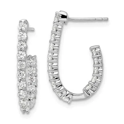 Diamond2deal 14k White Gold 1 Ct Lab Grown Diamond In And Out J- Hoop Earrings Vs Clarity, G-h Color