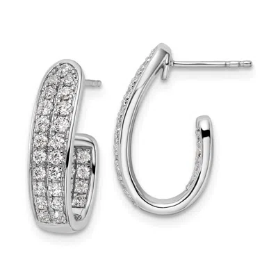 Diamond2deal 14k White Gold 1 Ct Lab Grown Diamond In And Out J- Hoop Earrings Vs Clarity, G-h Color