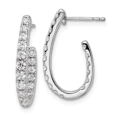Diamond2deal 14k White Gold 1 Ct Lab Grown Diamond In And Out J- Hoop Earrings Vs Clarity, G-h Color