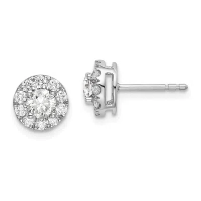 Diamond2deal 14k White Gold 1 Ct Lab Grown Diamond Round Halo Stud Earrings Vs Clarity, G-h Color