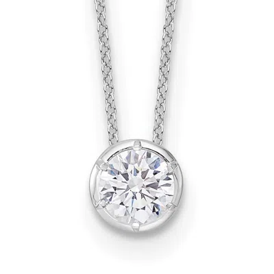 Diamond2deal 14k White Gold 1 Ct Lab Grown Diamond Solitaire Slide Pendant Necklace 18"