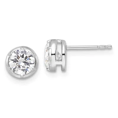Diamond2deal 14k White Gold 1 Ct Lab Grown Diamond Solitaire Stud Earrings Vs Clarity, D-e Color In Metallic