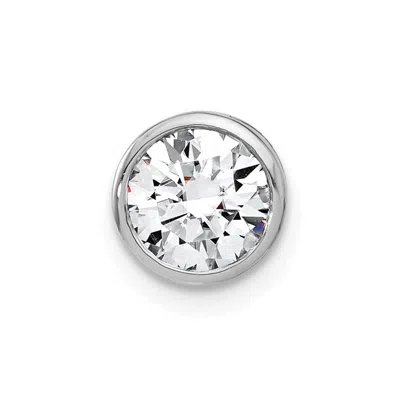 Diamond2deal 14k White Gold 1 Ct Round Lab Grown Diamond Chain Slide Pendant In Silver