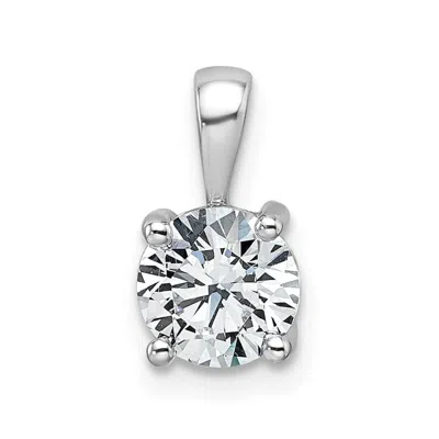 Diamond2deal 14k White Gold 1 Ct Round Lab Grown Diamond Solitaire Pendant In Gray