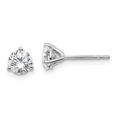 Diamond2deal 14k White Gold 1 Ct Round Lab Grown Diamond Stud Earrings Vs Clarity, D-e Color