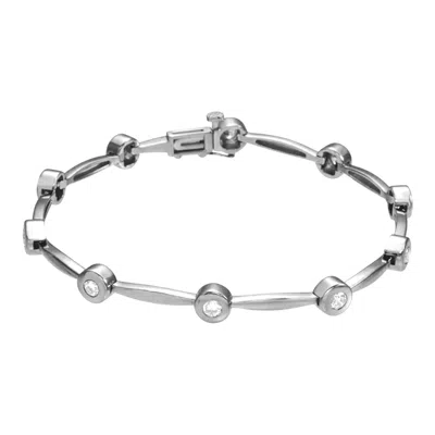 Diamond2deal 14k White Gold 1 Ctw Lab-grown Diamond Line Bracelet 7"