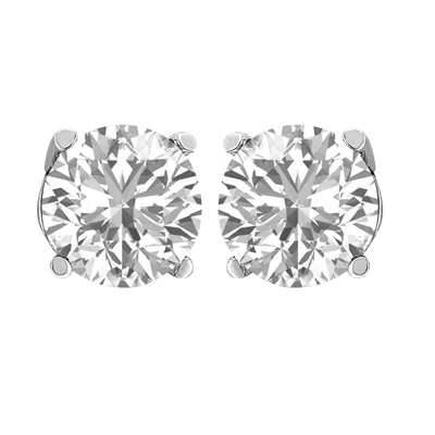 Diamond2deal 14k White Gold 1 Ctw Round Lab Grown Diamond Solitaire Stud Earrings In Metallic