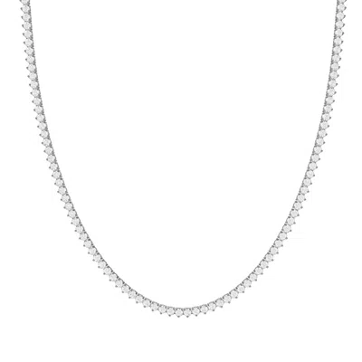 Diamond2deal 14k White Gold 10 Ct Lab Grown Diamond Straight Line Tennis Necklace In Metallic