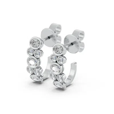 Diamond2deal 14k White Gold 1.06 Ct Multi-shape Lab Grown Diamond J-hoop Earrings In Silver