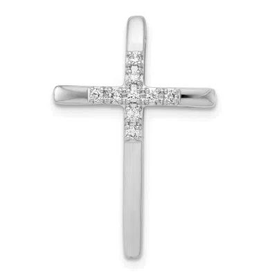 Diamond2deal 14k White Gold 1/10 Carat Diamond Cross Chain Slide In Silver