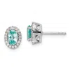 Diamond2deal 14k White Gold 1/10 Ct Lab Grown Diamond And Lab Created Paraiba Stud Earrings
