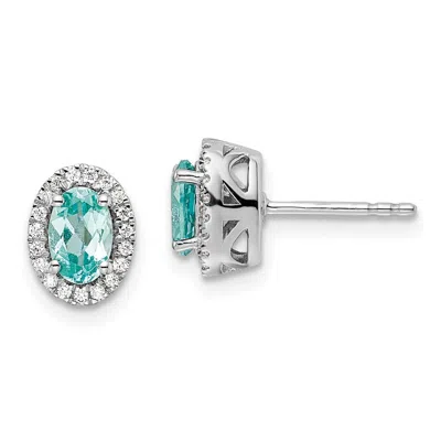 Diamond2deal 14k White Gold 1/10 Ct Lab Grown Diamond And Lab Created Paraiba Stud Earrings
