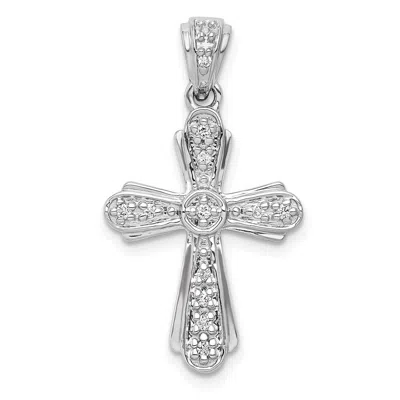 Diamond2deal 14k White Gold 1/10 Ct Round Diamond Cross Charm Pendant In Silver