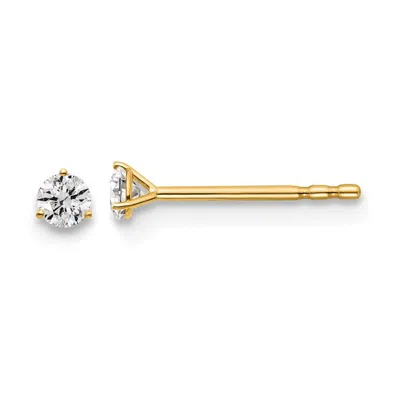 Diamond2deal 14k White Gold 1/10 Ct Round Lab Grown Diamond Stud Earrings Vs Clarity, D-e Color In Yellow