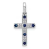 Diamond2deal 14k White Gold 1/15ct. Diamond And Sapphire Cross Pendant In White