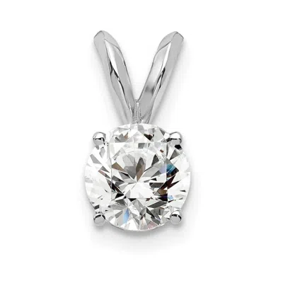 Diamond2deal 14k White Gold 1/2 Ct Certified Lab Grown Diamond Solitaire Pendant In Silver
