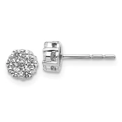 Diamond2deal 14k White Gold 1/2 Ct Lab Grown Diamond Cluster Push Back Stud Earrings Vs Clarity, G-h Color In Yellow